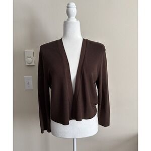 NWT J Jill Medium Kona Cardigan Open Front Knit Brown Cotton Neutral Coastal
